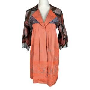 SAVE The QUEEN Jacquard Jacket Collared 3/4 Sleeve Retro Boho Coat Size Small